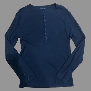 John Varvatos Black Luxe Long Sleeve Henley,  Size Large